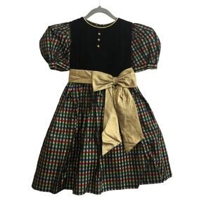 Vintage Sylvia Whyte Velvet & Plaid Dress